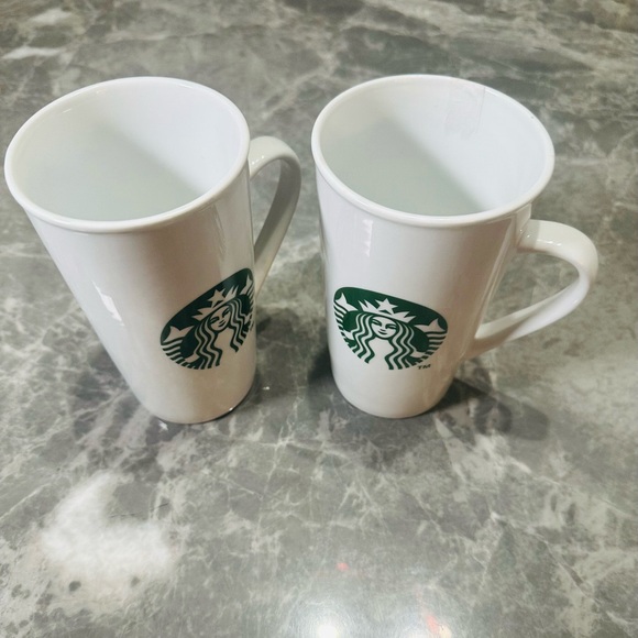 Set Of 2 - STARBUCKS Coffee Mug Cup Mermaid Logo 16 Oz White - 2020 - Picture 2 of 3